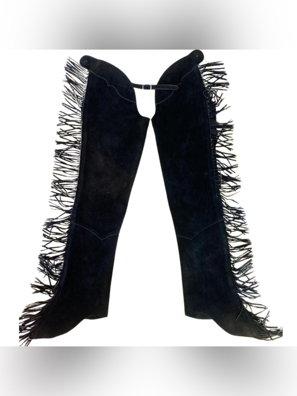 Black Suede Fringe Western Chaps Festival Cowgirl Moto